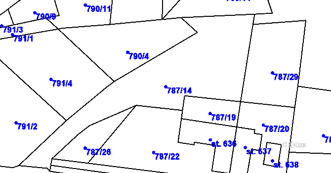 Parcela st. 787/14 v KÚ Kokonín, Katastrální mapa
