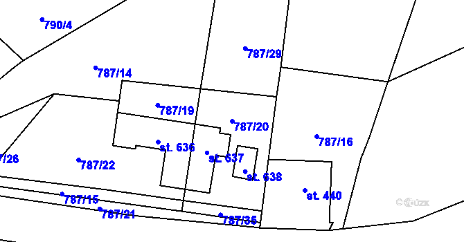 Parcela st. 787/20 v KÚ Kokonín, Katastrální mapa