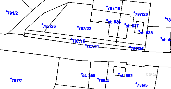 Parcela st. 787/21 v KÚ Kokonín, Katastrální mapa