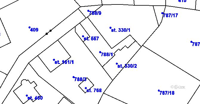 Parcela st. 788/1 v KÚ Kokonín, Katastrální mapa