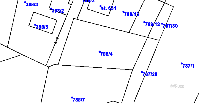 Parcela st. 788/4 v KÚ Kokonín, Katastrální mapa