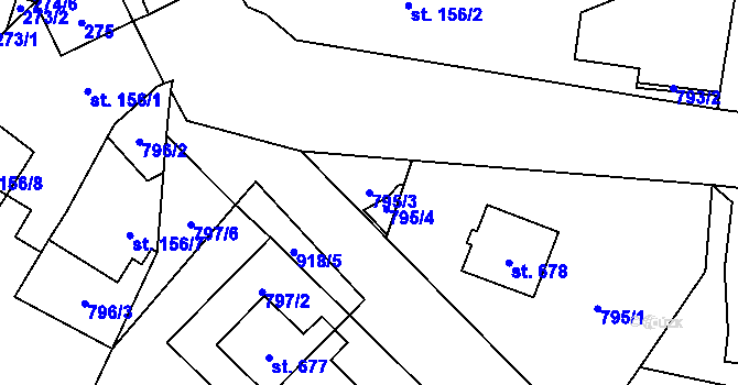Parcela st. 795/3 v KÚ Kokonín, Katastrální mapa