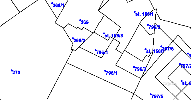 Parcela st. 796/4 v KÚ Kokonín, Katastrální mapa