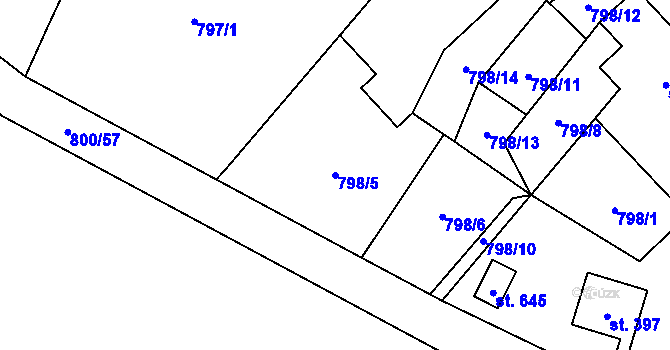 Parcela st. 798/5 v KÚ Kokonín, Katastrální mapa