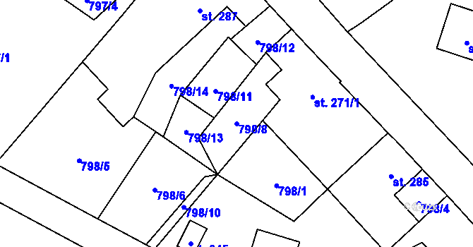 Parcela st. 798/8 v KÚ Kokonín, Katastrální mapa