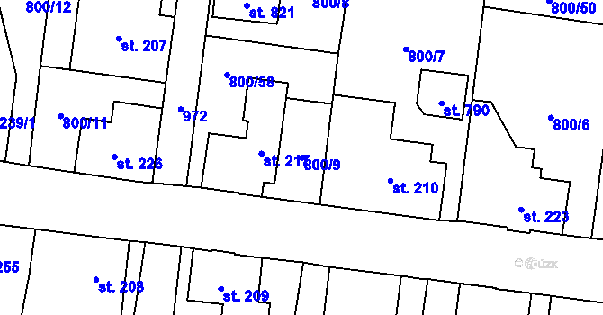 Parcela st. 800/9 v KÚ Kokonín, Katastrální mapa
