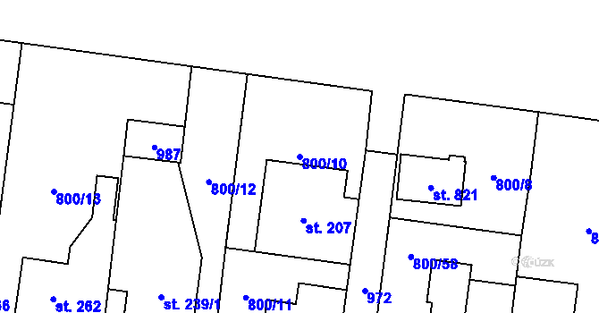 Parcela st. 800/10 v KÚ Kokonín, Katastrální mapa