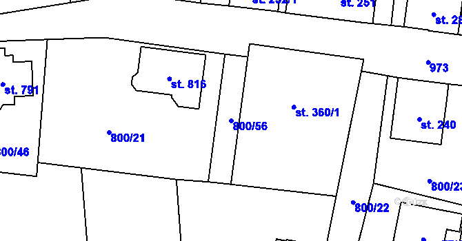 Parcela st. 800/56 v KÚ Kokonín, Katastrální mapa