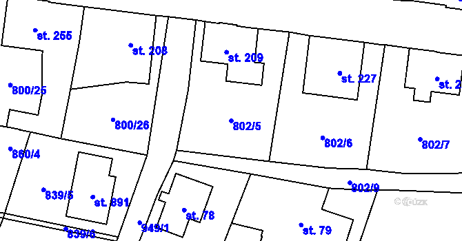 Parcela st. 802/5 v KÚ Kokonín, Katastrální mapa