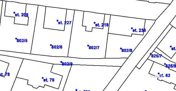 Parcela st. 802/7 v KÚ Kokonín, Katastrální mapa