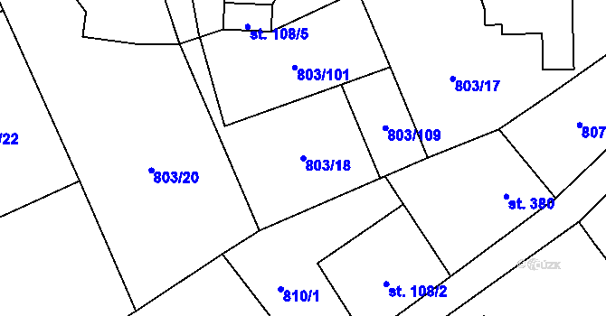 Parcela st. 803/18 v KÚ Kokonín, Katastrální mapa