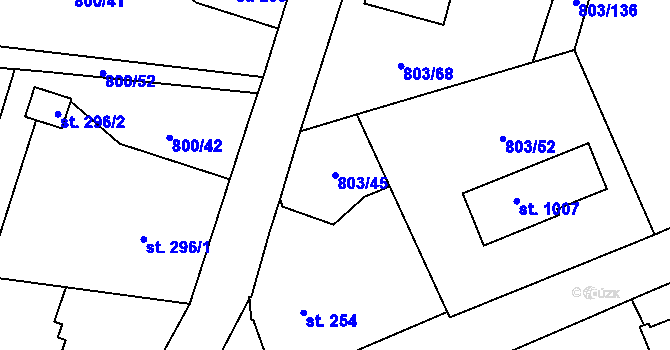 Parcela st. 803/45 v KÚ Kokonín, Katastrální mapa