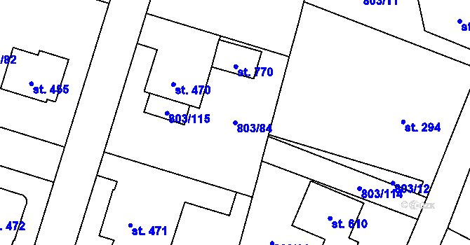 Parcela st. 803/84 v KÚ Kokonín, Katastrální mapa