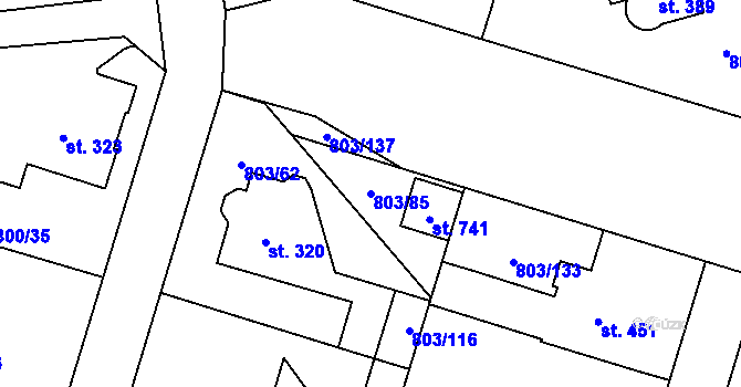 Parcela st. 803/85 v KÚ Kokonín, Katastrální mapa