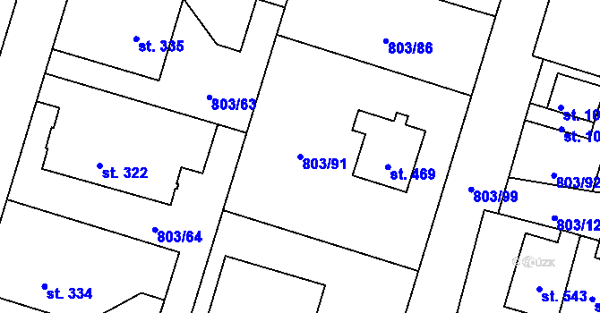 Parcela st. 803/91 v KÚ Kokonín, Katastrální mapa