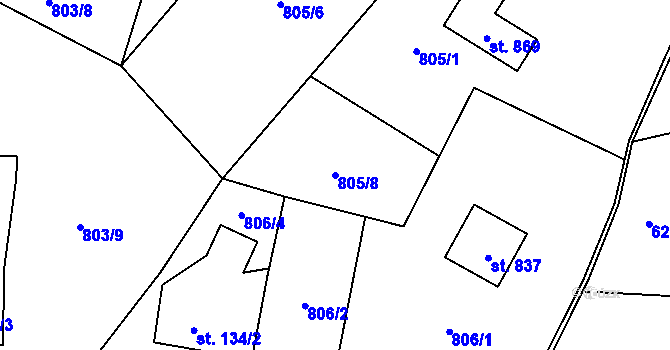 Parcela st. 805/8 v KÚ Kokonín, Katastrální mapa