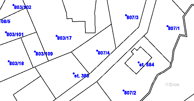 Parcela st. 807/4 v KÚ Kokonín, Katastrální mapa