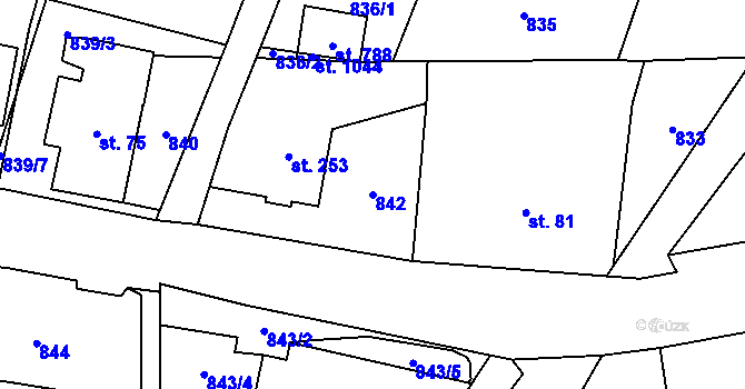 Parcela st. 842 v KÚ Kokonín, Katastrální mapa