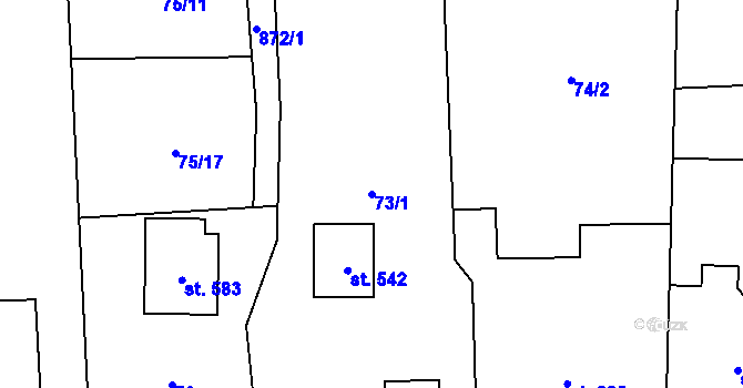 Parcela st. 73/1 v KÚ Kokonín, Katastrální mapa