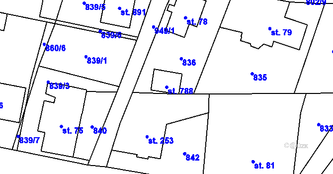 Parcela st. 788 v KÚ Kokonín, Katastrální mapa