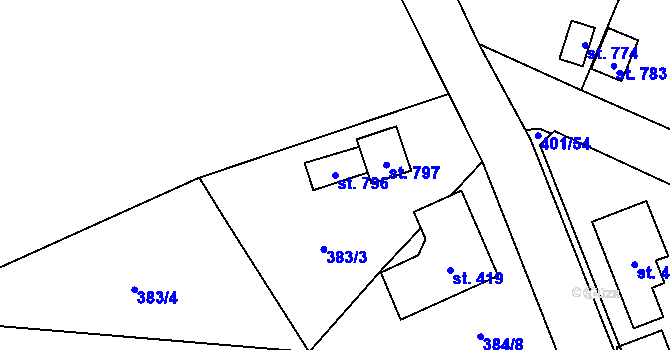 Parcela st. 796 v KÚ Kokonín, Katastrální mapa