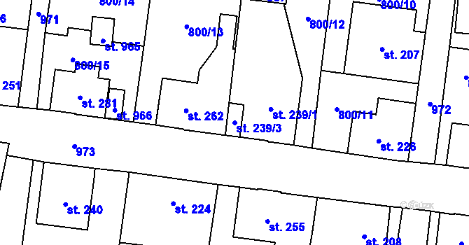 Parcela st. 239/3 v KÚ Kokonín, Katastrální mapa