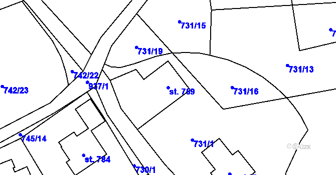 Parcela st. 759 v KÚ Kokonín, Katastrální mapa
