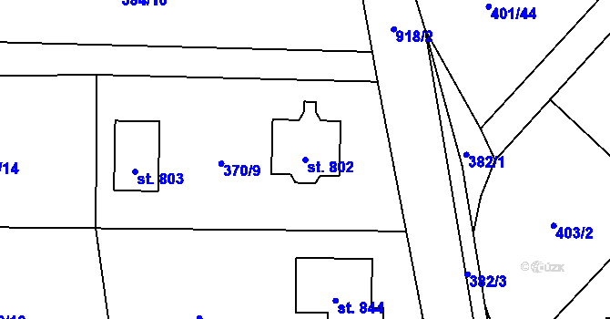 Parcela st. 802 v KÚ Kokonín, Katastrální mapa