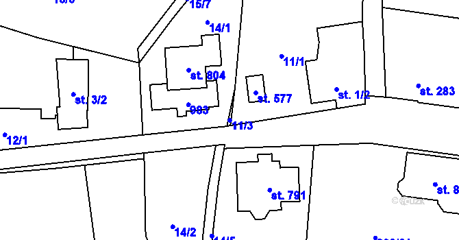 Parcela st. 11/3 v KÚ Kokonín, Katastrální mapa