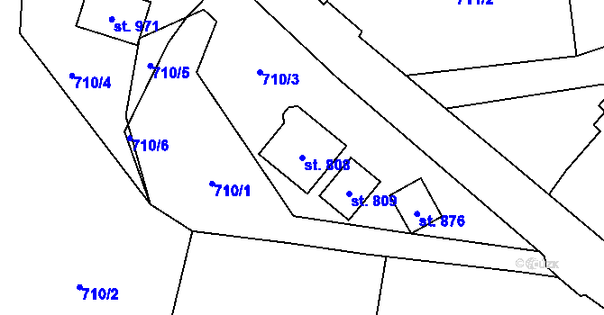 Parcela st. 808 v KÚ Kokonín, Katastrální mapa