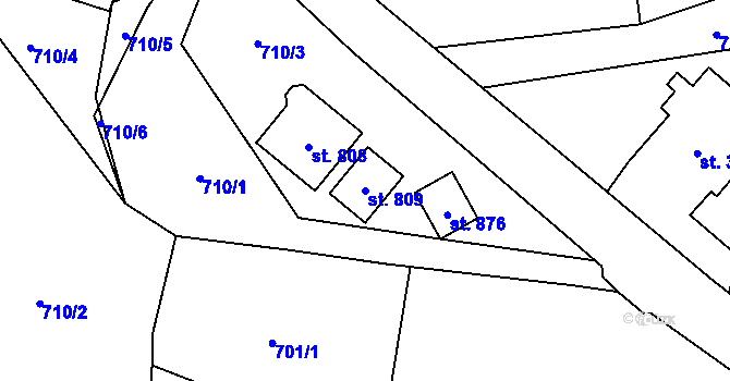 Parcela st. 809 v KÚ Kokonín, Katastrální mapa