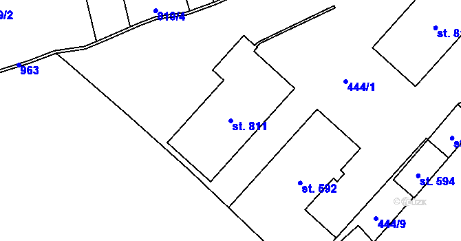 Parcela st. 811 v KÚ Kokonín, Katastrální mapa