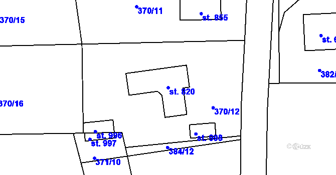Parcela st. 820 v KÚ Kokonín, Katastrální mapa
