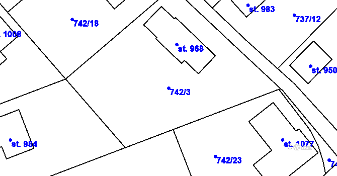 Parcela st. 742/3 v KÚ Kokonín, Katastrální mapa