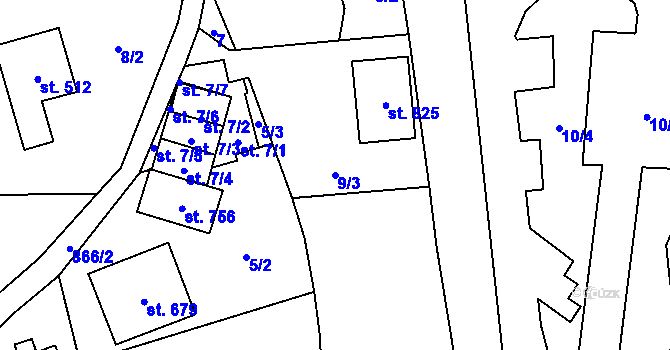 Parcela st. 9/3 v KÚ Kokonín, Katastrální mapa
