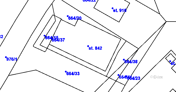 Parcela st. 842 v KÚ Kokonín, Katastrální mapa