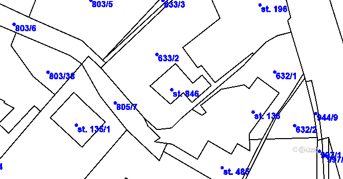Parcela st. 846 v KÚ Kokonín, Katastrální mapa