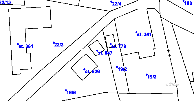 Parcela st. 847 v KÚ Kokonín, Katastrální mapa
