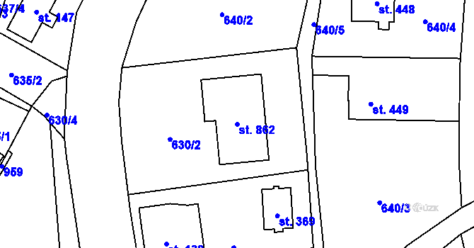 Parcela st. 862 v KÚ Kokonín, Katastrální mapa