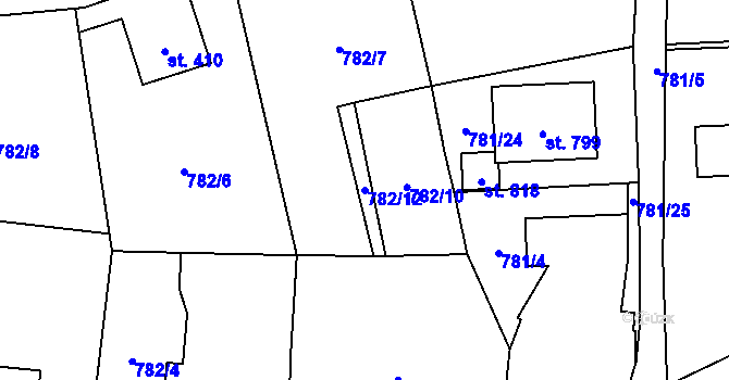 Parcela st. 782/12 v KÚ Kokonín, Katastrální mapa