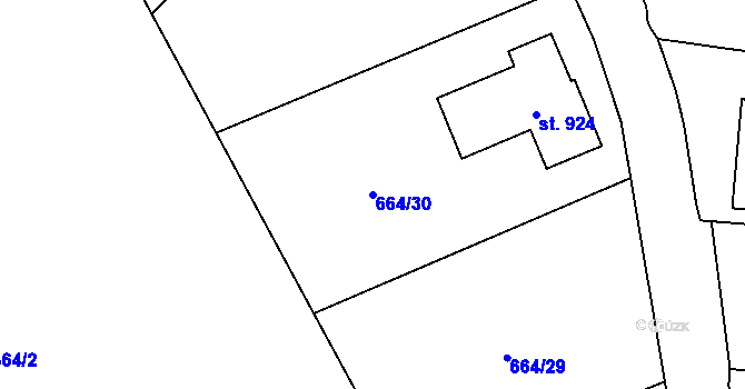 Parcela st. 664/30 v KÚ Kokonín, Katastrální mapa