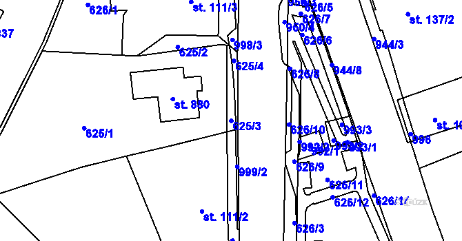 Parcela st. 625/3 v KÚ Kokonín, Katastrální mapa