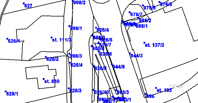 Parcela st. 626/6 v KÚ Kokonín, Katastrální mapa