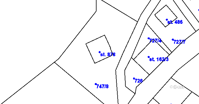 Parcela st. 878 v KÚ Kokonín, Katastrální mapa