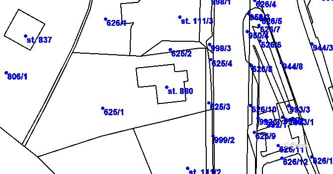 Parcela st. 880 v KÚ Kokonín, Katastrální mapa