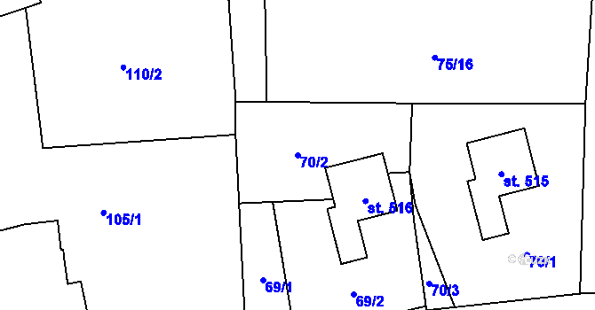 Parcela st. 70/2 v KÚ Kokonín, Katastrální mapa