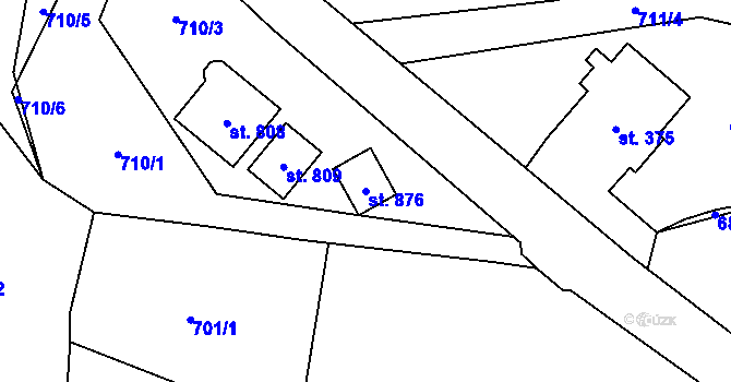 Parcela st. 876 v KÚ Kokonín, Katastrální mapa