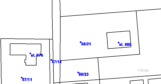 Parcela st. 56/21 v KÚ Kokonín, Katastrální mapa