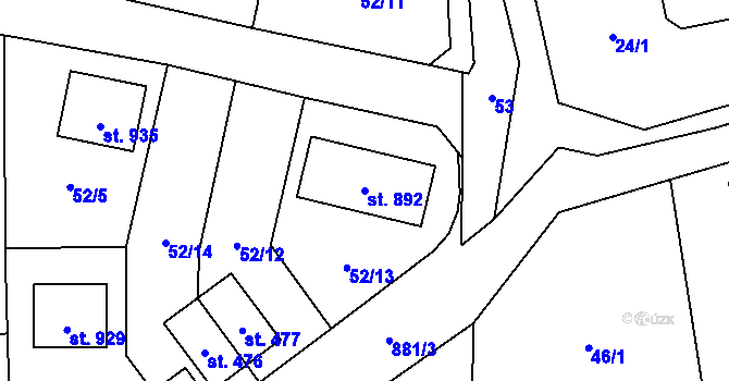 Parcela st. 892 v KÚ Kokonín, Katastrální mapa