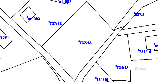 Parcela st. 737/13 v KÚ Kokonín, Katastrální mapa